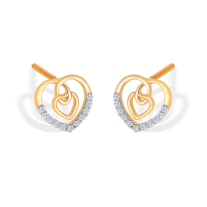 Cupid's Yellow Gold & Diamond Stud Earring For Women