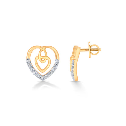 Cupid's Yellow Gold & Diamond Stud Earring For Women