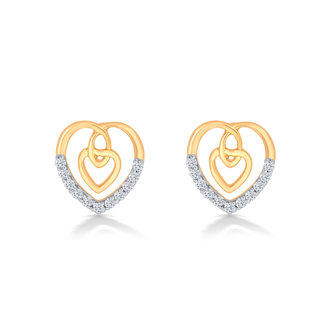 Cupid's Yellow Gold & Diamond Stud Earring For Women