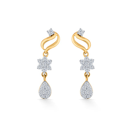 Magnolia Whisper Yellow Gold Dangler Diamond Earring For Women