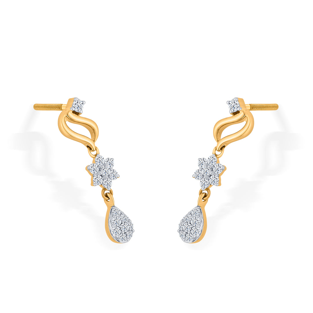 agnolia whisper yellow gold dangler diamond earring for woman
