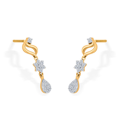 agnolia Whisper Yellow Gold Dangler Diamond Earring For Woman