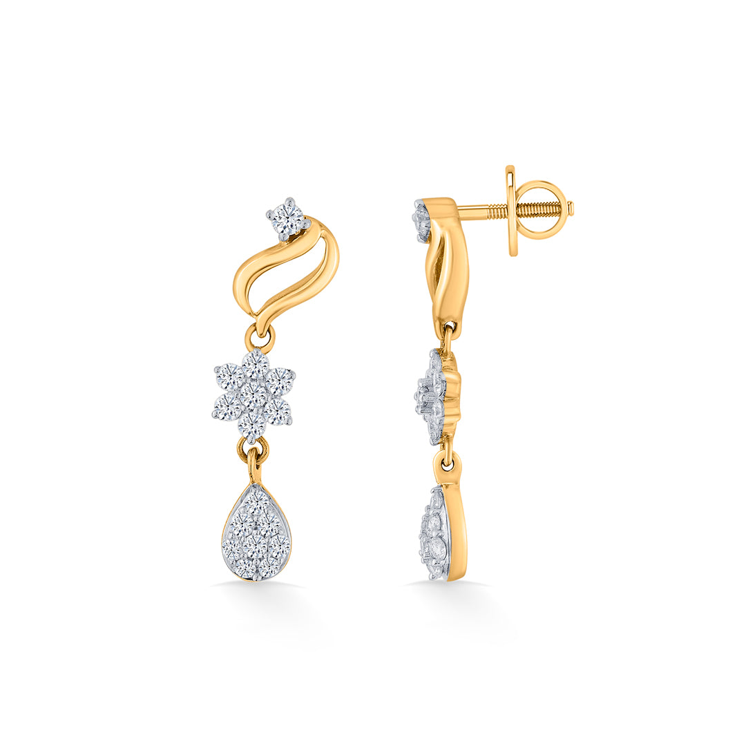 agnolia whisper yellow gold dangler diamond earring for woman