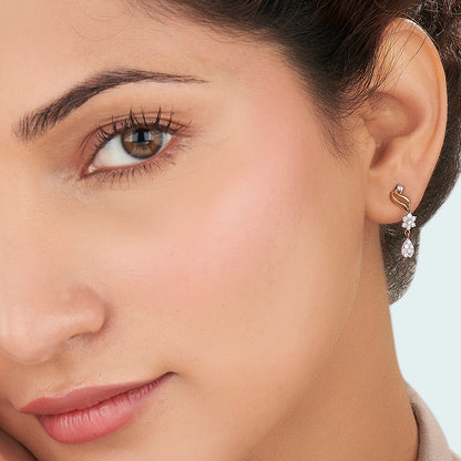 agnolia Whisper Yellow Gold Dangler Diamond Earring For Woman