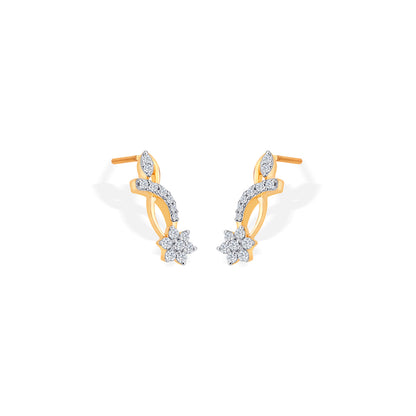 Vortex Yellow Gold & Diamond Stud Earring For Women