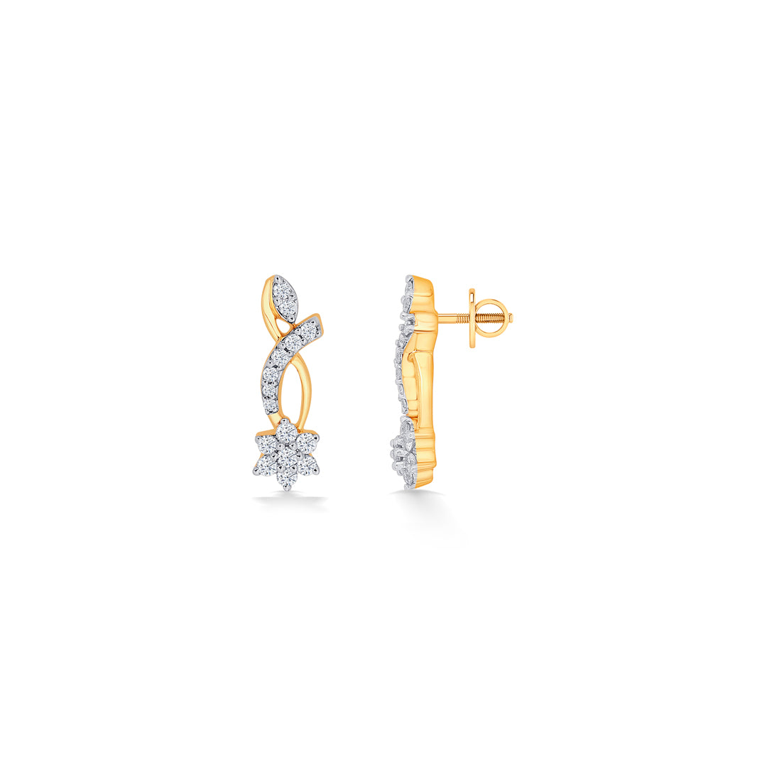 vortex yellow gold & diamond stud earring for women