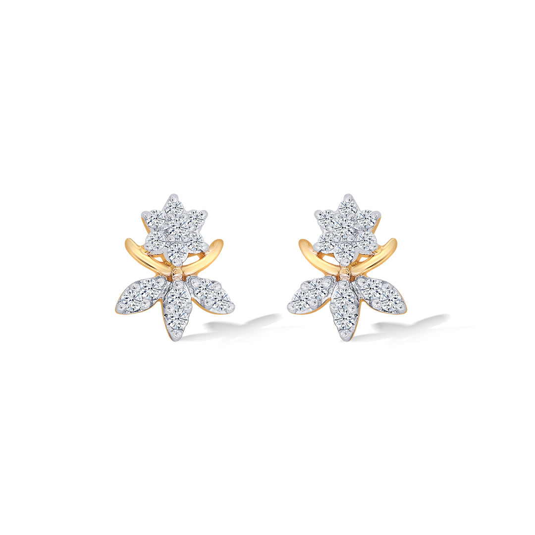 vineyard yellow gold & diamond stud earring for women