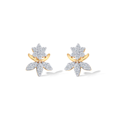 Vineyard Yellow Gold & Diamond Stud Earring For Women
