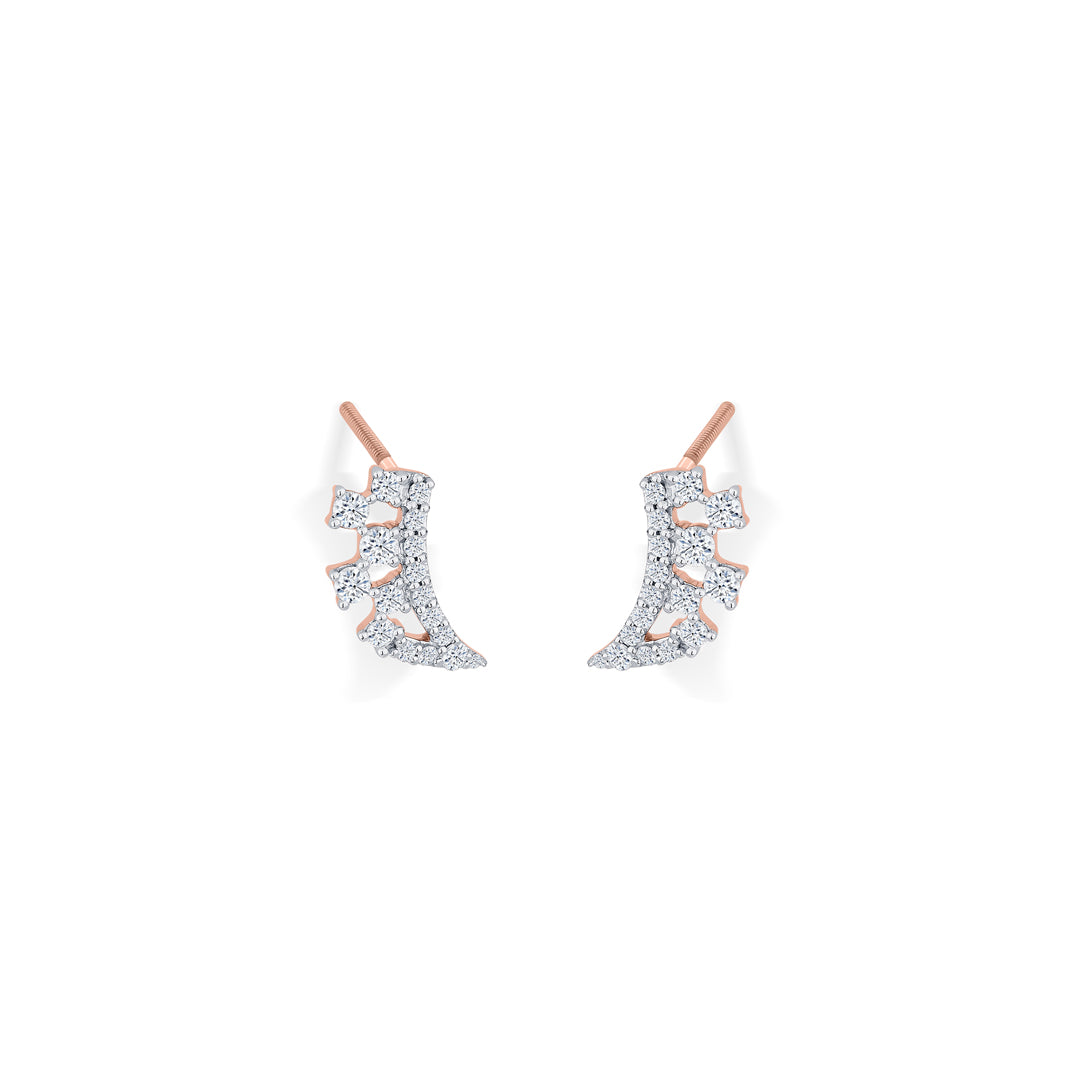 crystal cascade gold & diamond stud earring for woman