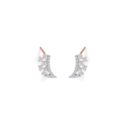 Crystal Cascade Gold & Diamond Stud Earring For Woman