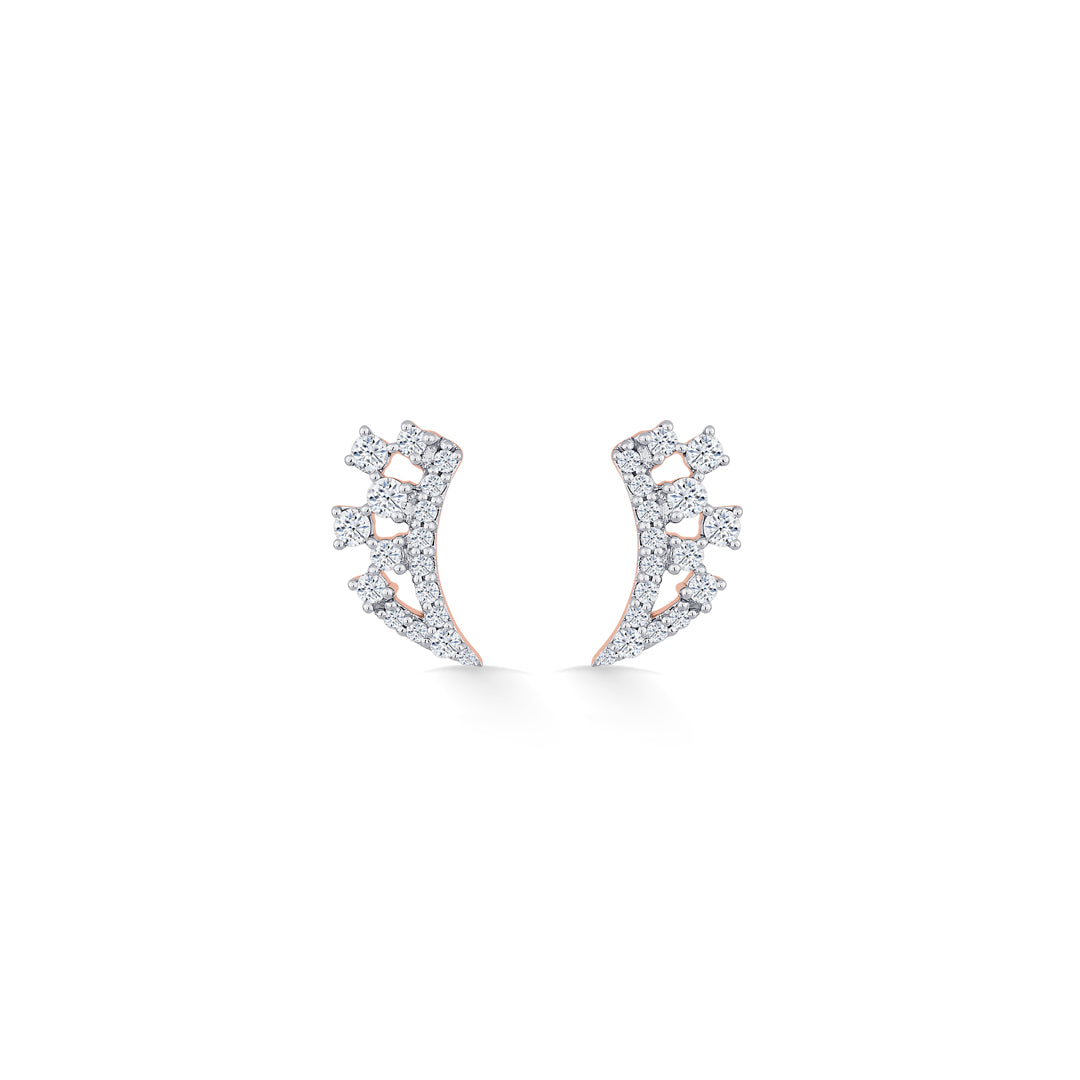 crystal cascade gold & diamond stud earring for women