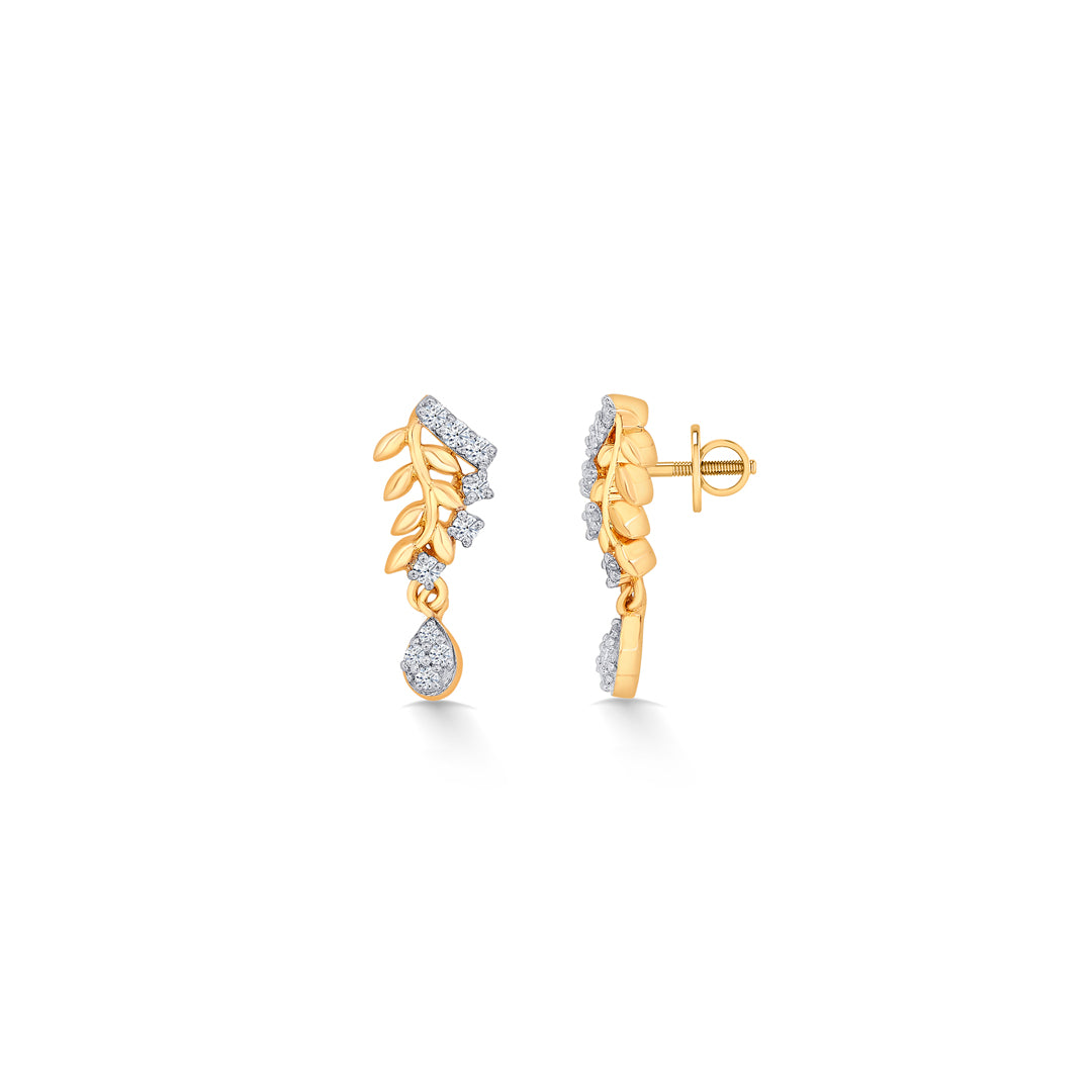 radiant yellow gold & diamond drops & dangler earring