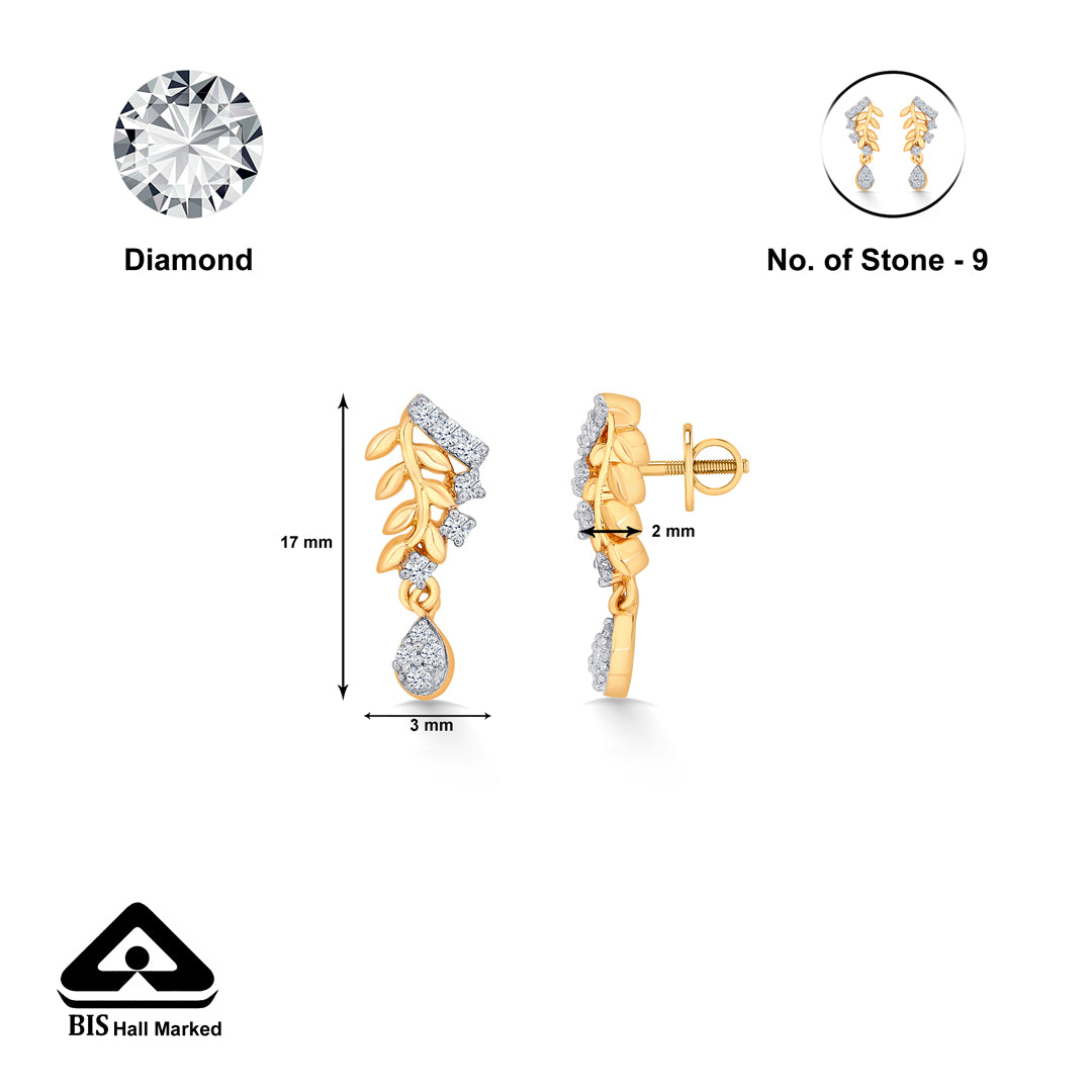 radiant yellow gold & diamond drops & dangler earring