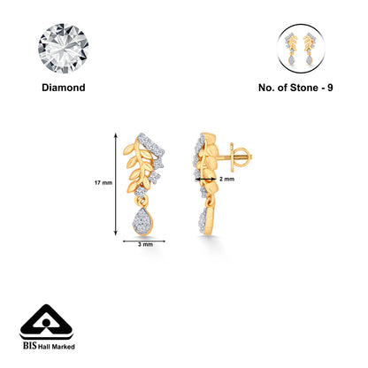 Radiant Yellow Gold & Diamond Drops & Dangler Earring