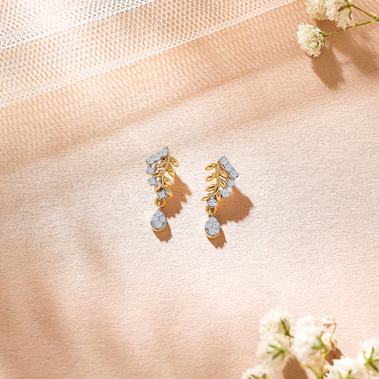 Radiant Yellow Gold & Diamond Drops & Dangler Earring