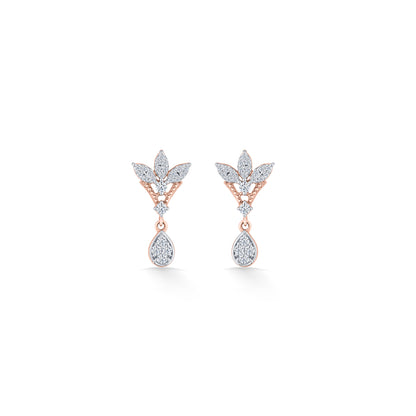 Angelic Petal Rose Gold Dangler Diamond Earring For Women