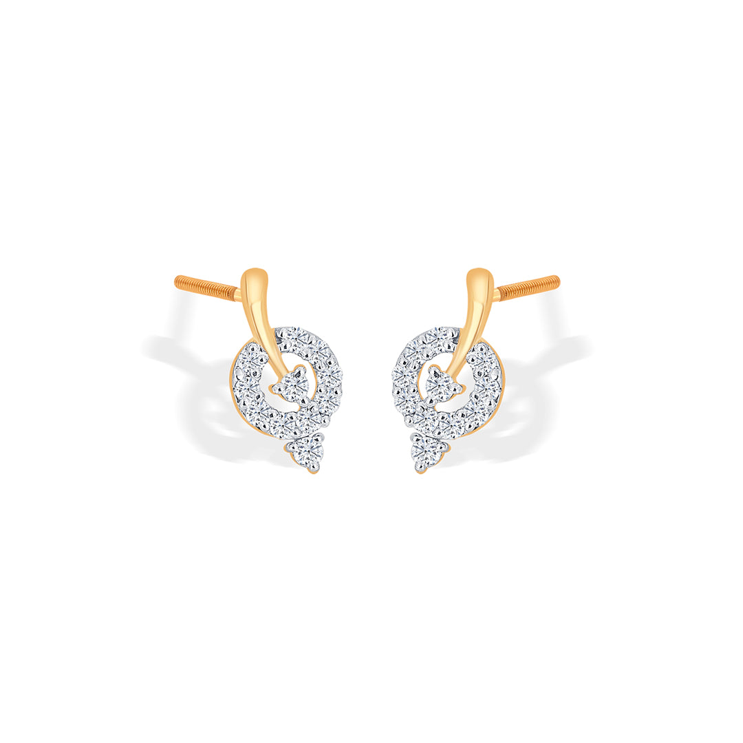 forest yellow gold & diamond stud earring for women