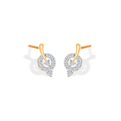Forest Yellow Gold & Diamond Stud Earring For Women