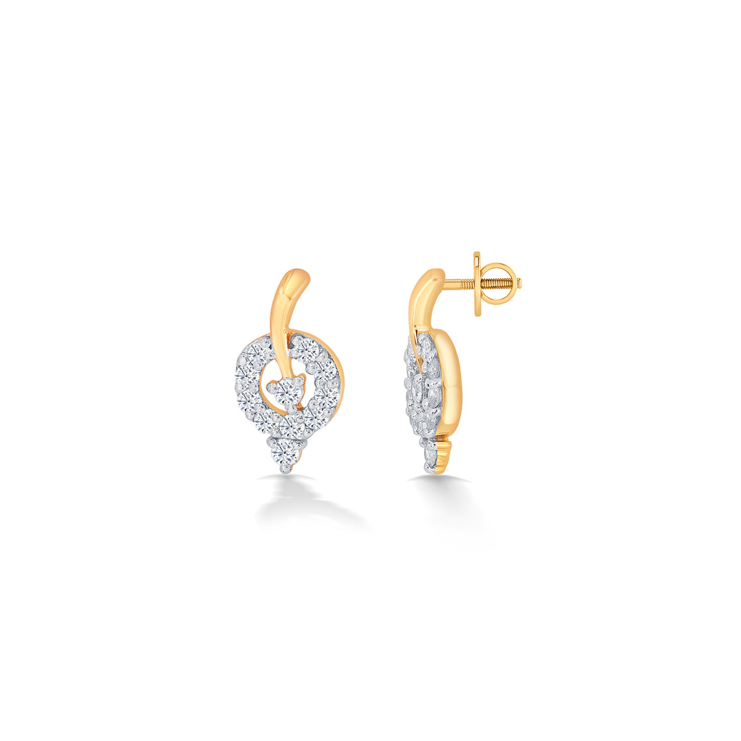 forest yellow gold & diamond stud earring for women