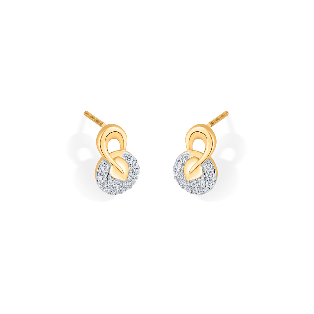 lustrous rounds gold & diamond stud earring for woman