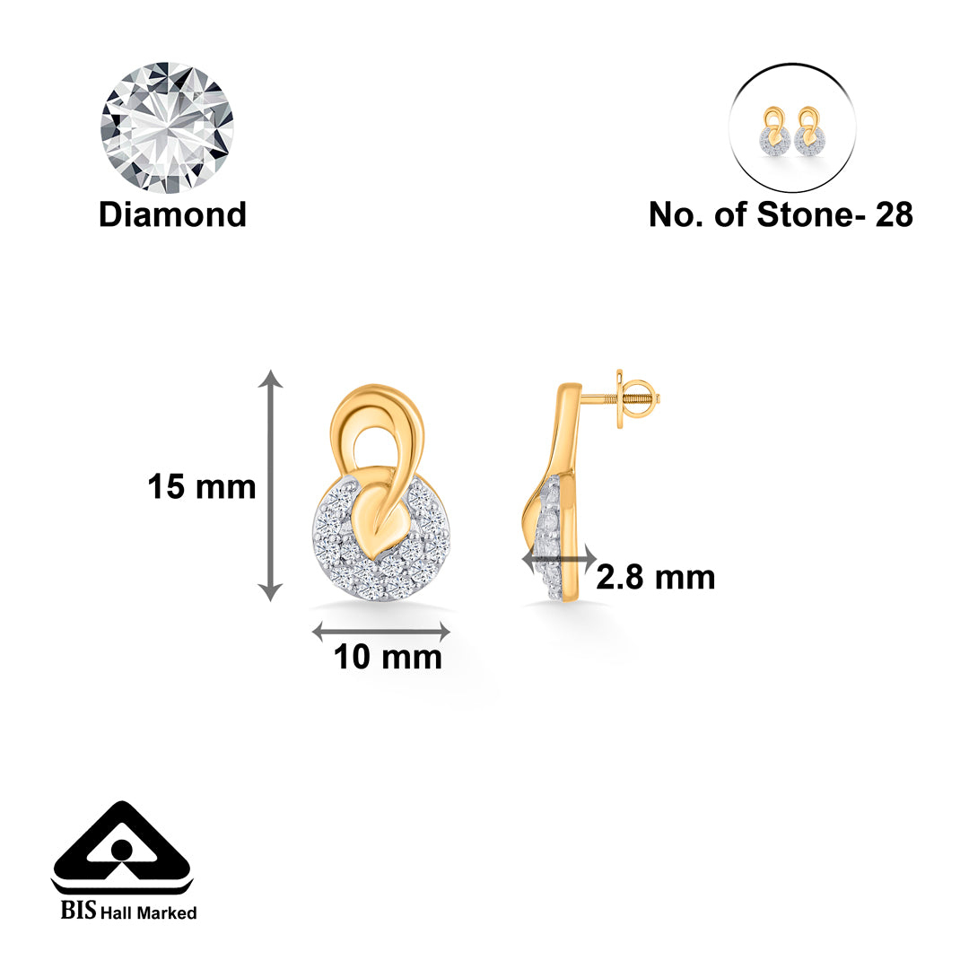lustrous rounds gold & diamond stud earring for women