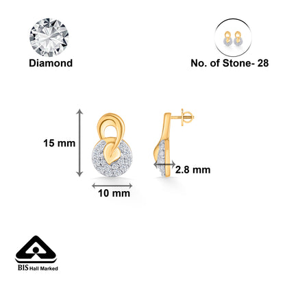 Lustrous Rounds Gold & Diamond Stud Earring For Women