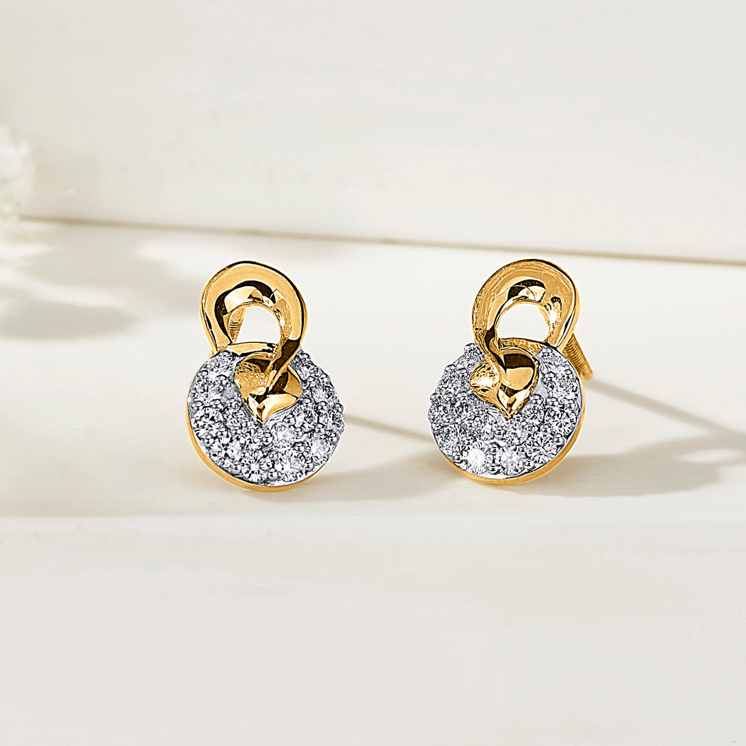 lustrous rounds gold & diamond stud earring for women