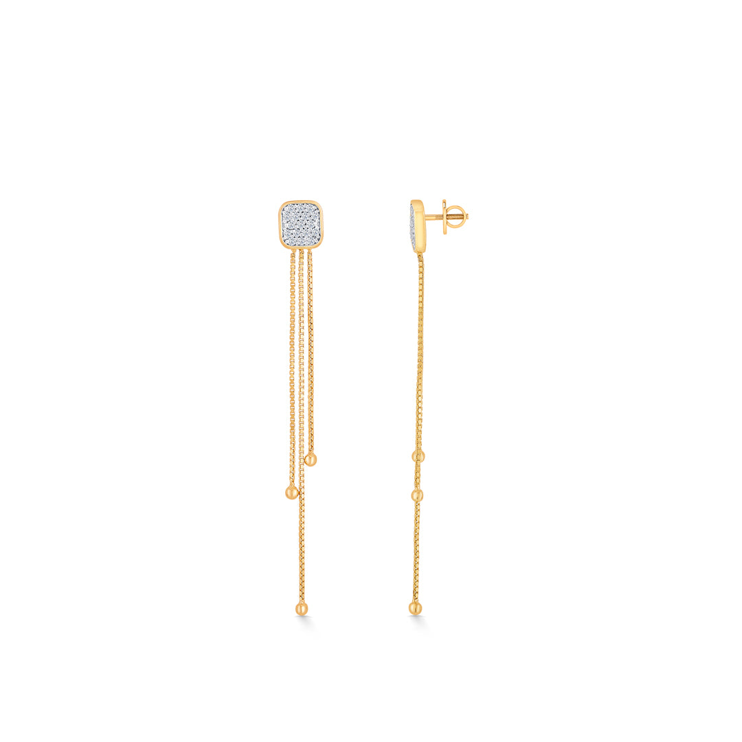 modern yellow gold & diamond drops & dangler earring