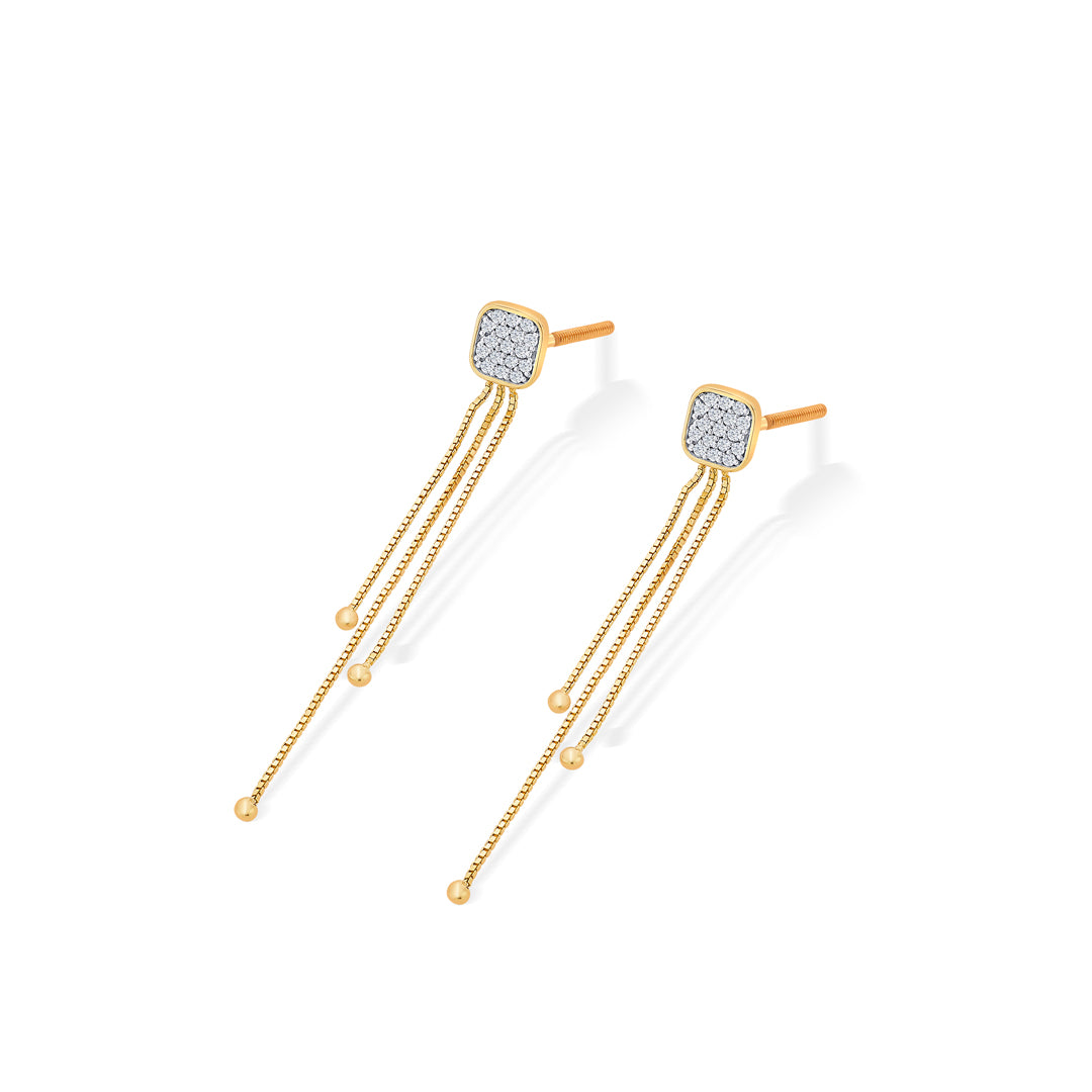 modern yellow gold & diamond drops & dangler earring