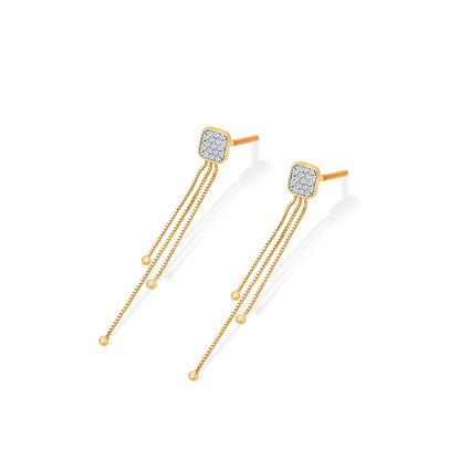 Modern Yellow Gold & Diamond Drops & Dangler Earring