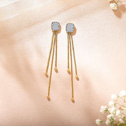 Modern Yellow Gold & Diamond Drops & Dangler Earring