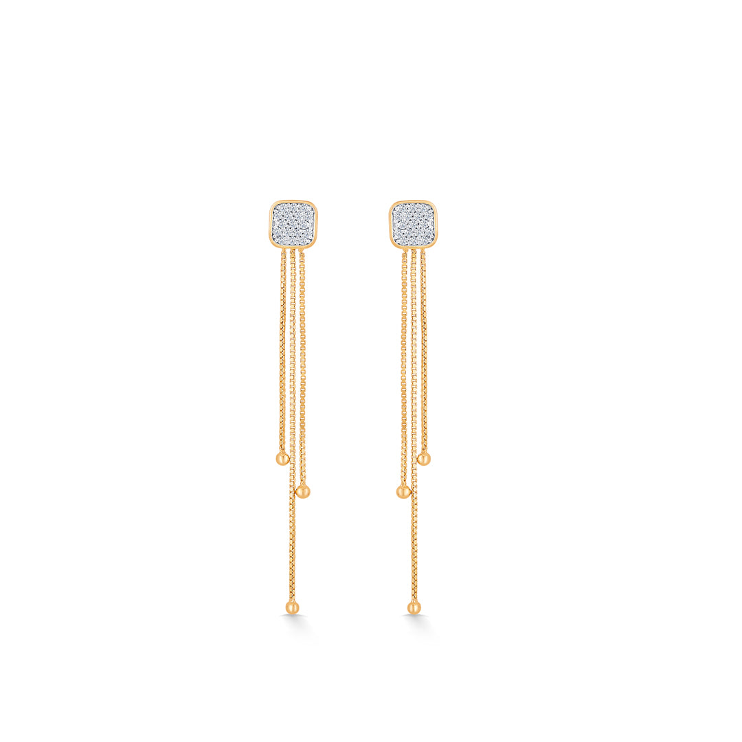 Modern Yellow Gold & Diamond Drops & Dangler Earring