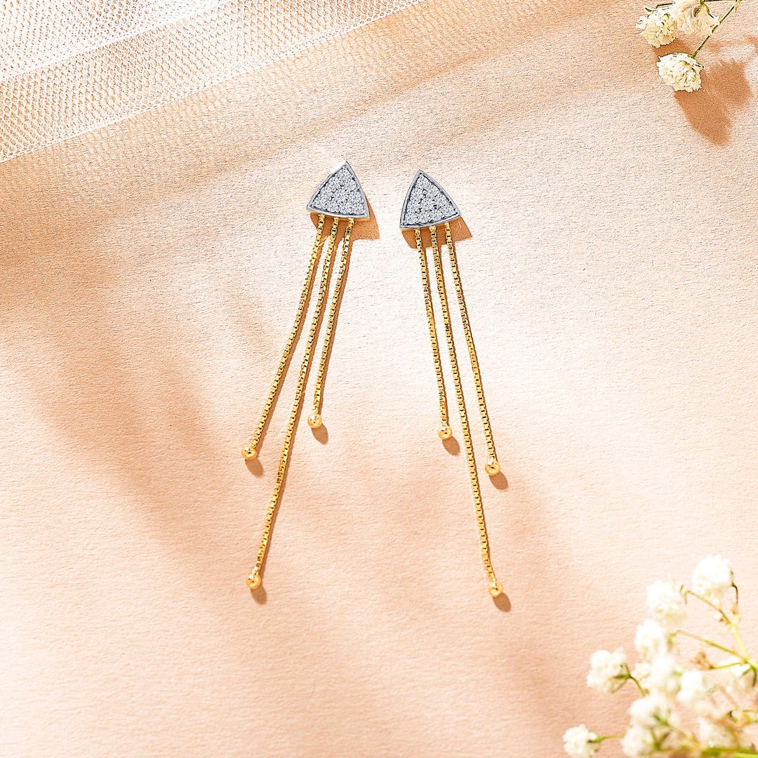 Golden Yellow Gold & Diamond Drops & Dangler Earring