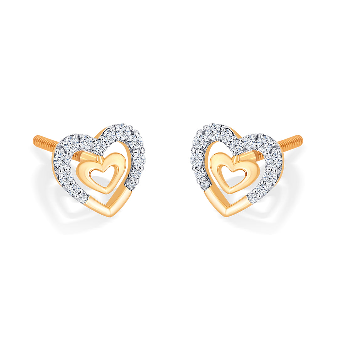 veloura hearts gold & diamond stud earring