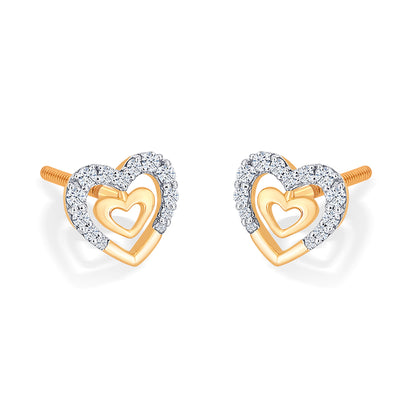 Veloura Hearts Gold & Diamond Stud Earring