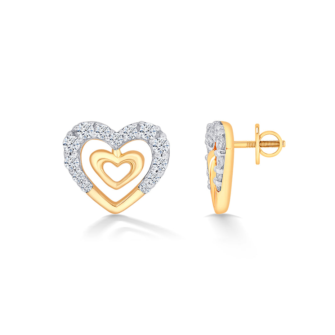 veloura hearts gold & diamond stud earring