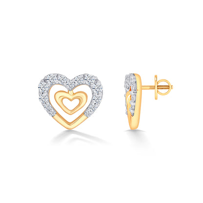 Veloura Hearts Gold & Diamond Stud Earring