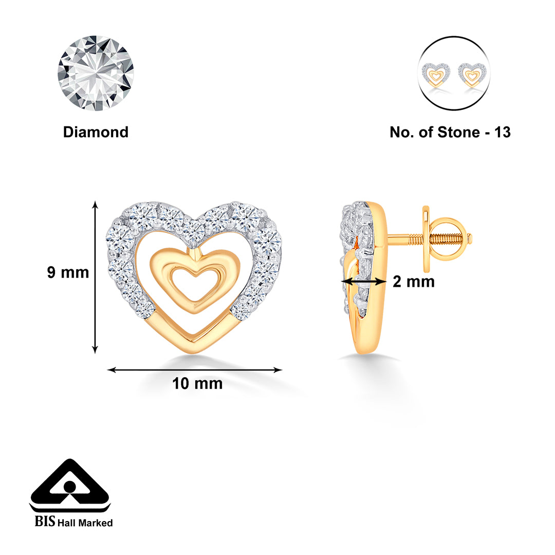 veloura hearts gold & diamond stud earring