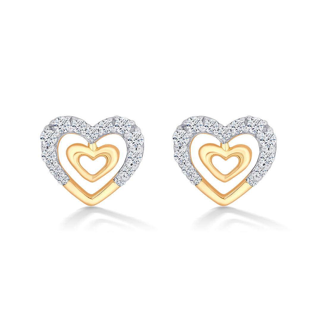 Veloura Hearts Gold & Diamond Stud Earring