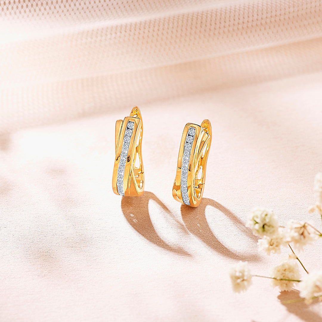 Botanical Yellow Gold & Diamond Hoops & Huggies Earring