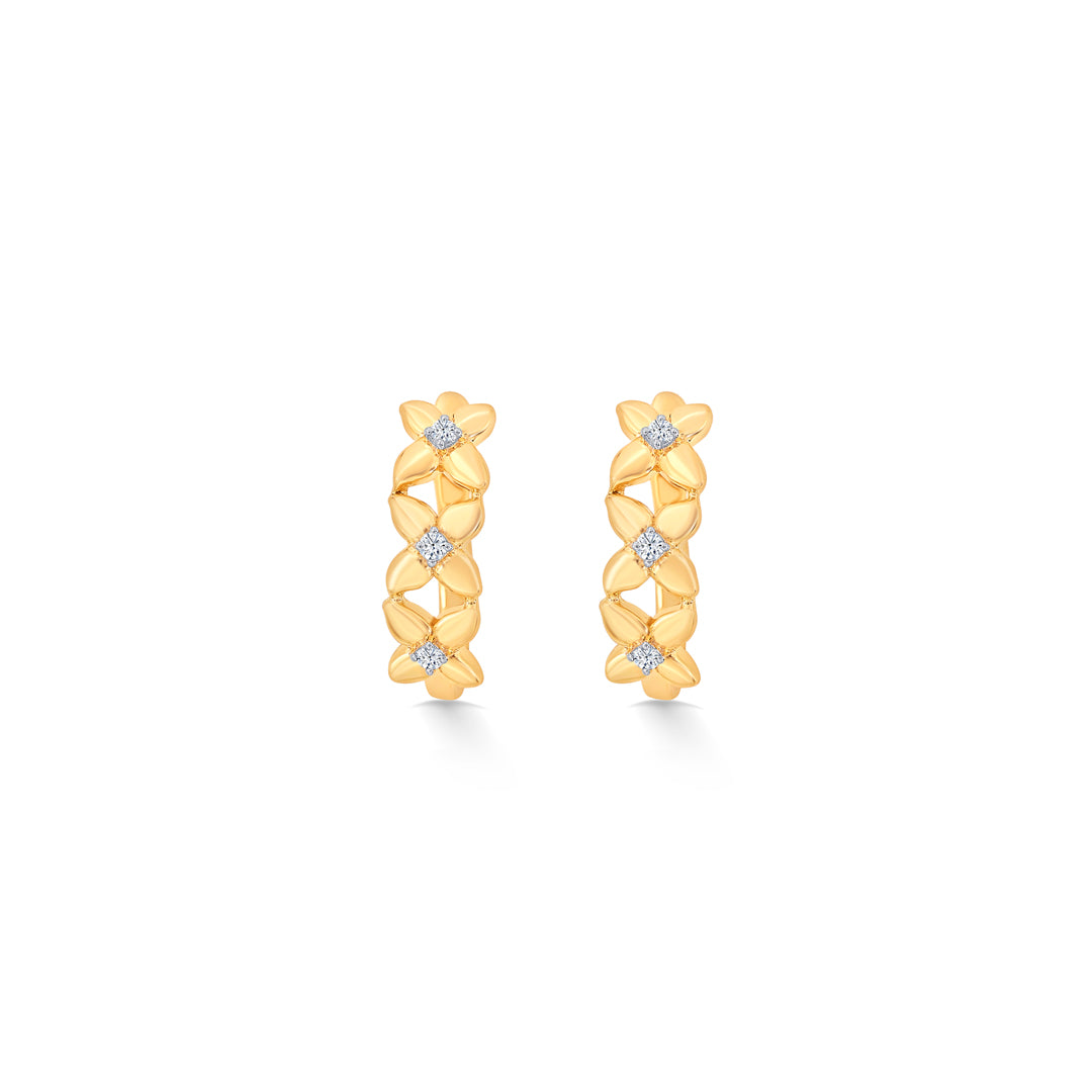Botanical Yellow Gold & Diamond Hoops & Huggies Earring