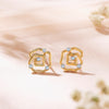 Romantic Yellow Gold & Diamond Stud Earring For Women