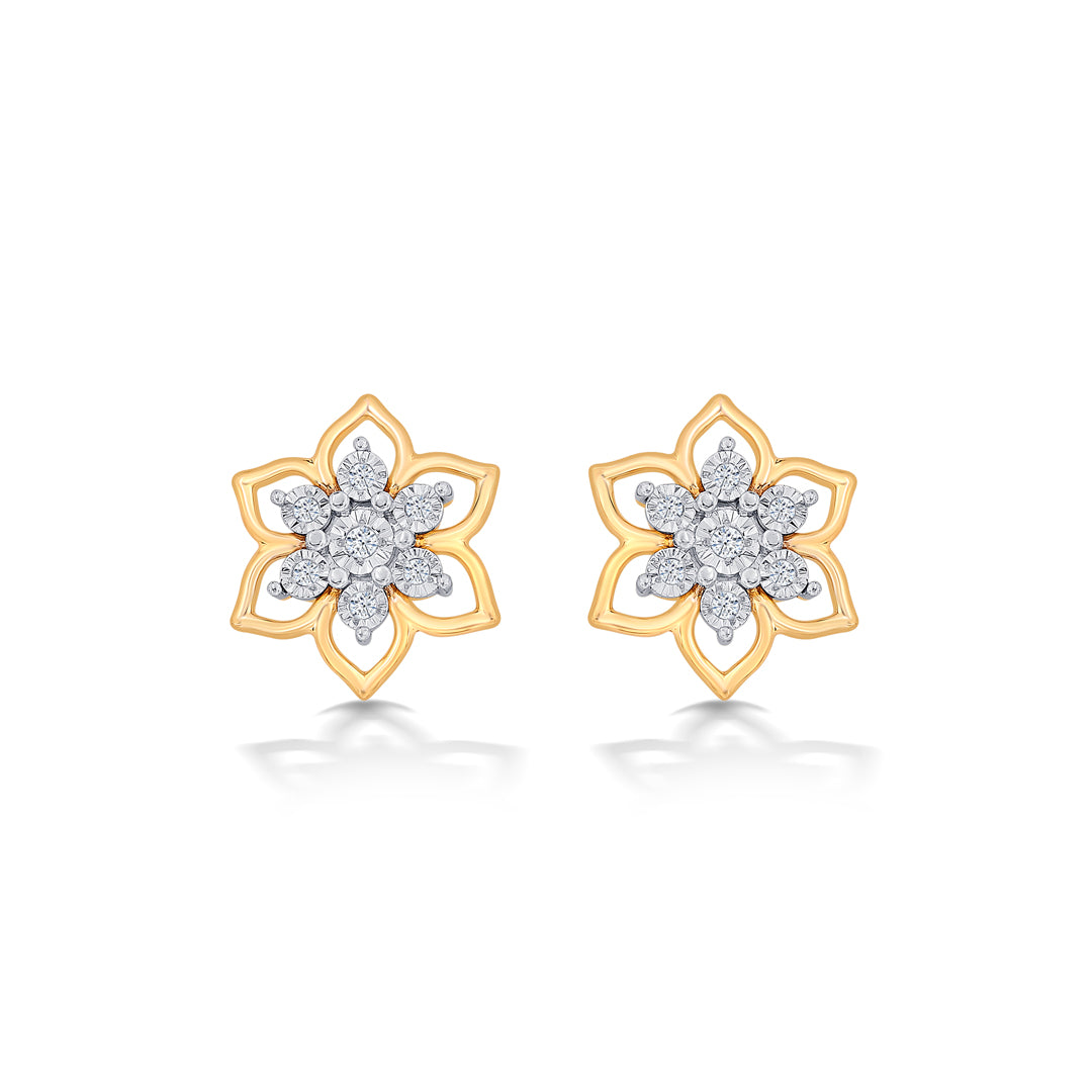 Diverse Yellow Gold & Diamond Stud Earring