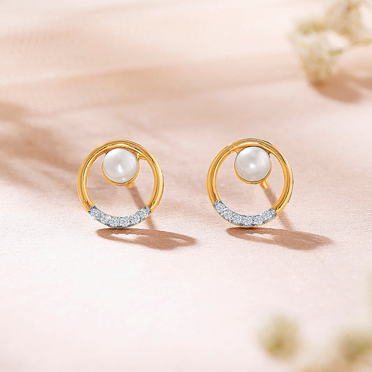 Evolette Yellow Gold & Diamond Stud Earring