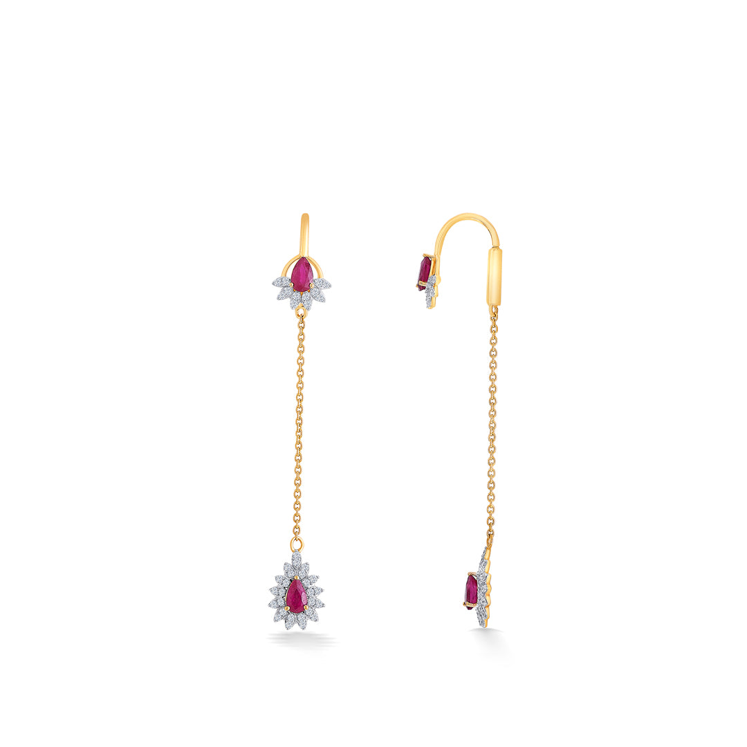 opulent yellow gold & diamond drops & dangler earring