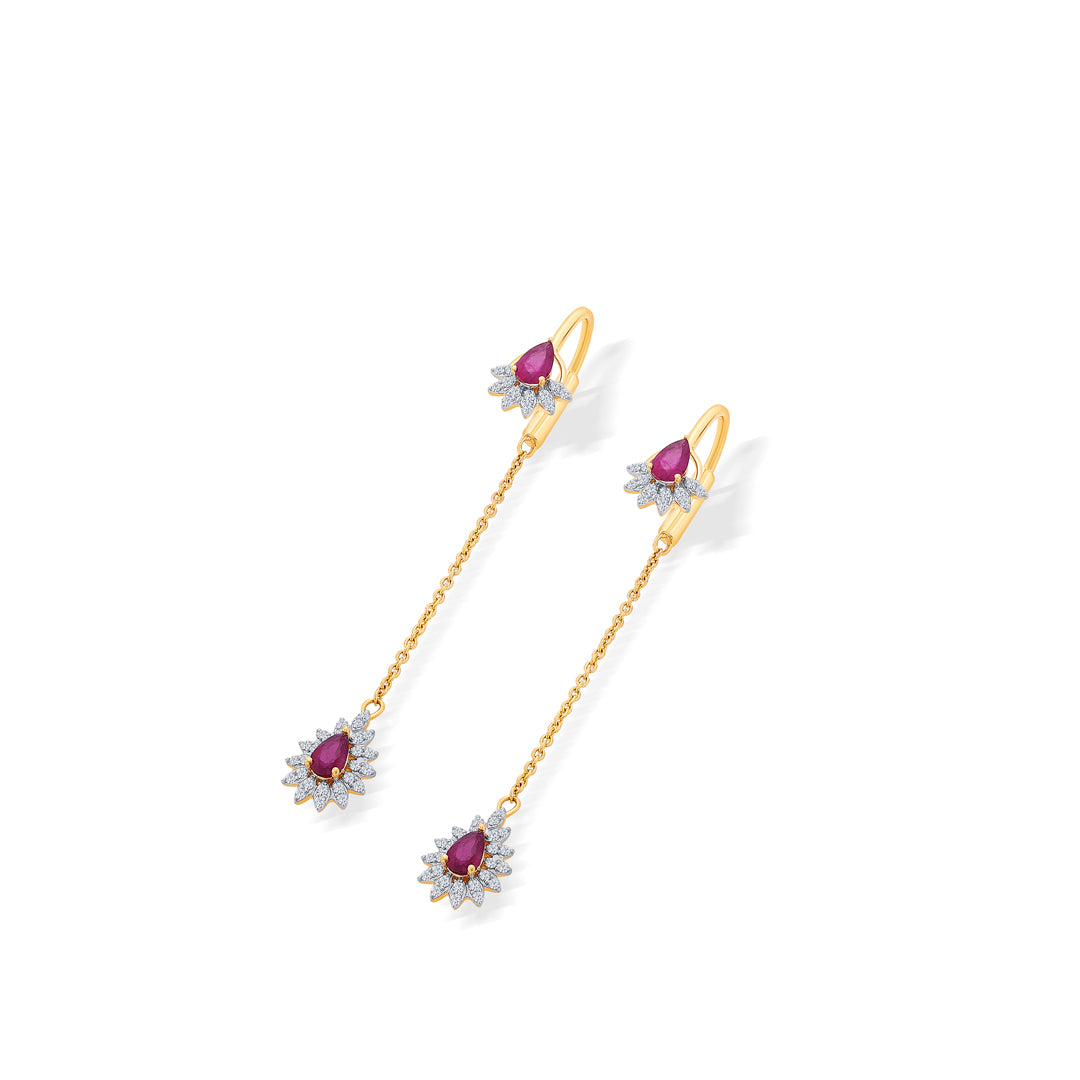 opulent yellow gold & diamond drops & dangler earring