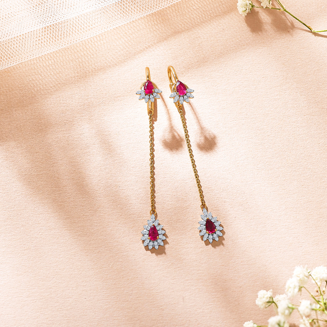 opulent yellow gold & diamond drops & dangler earring