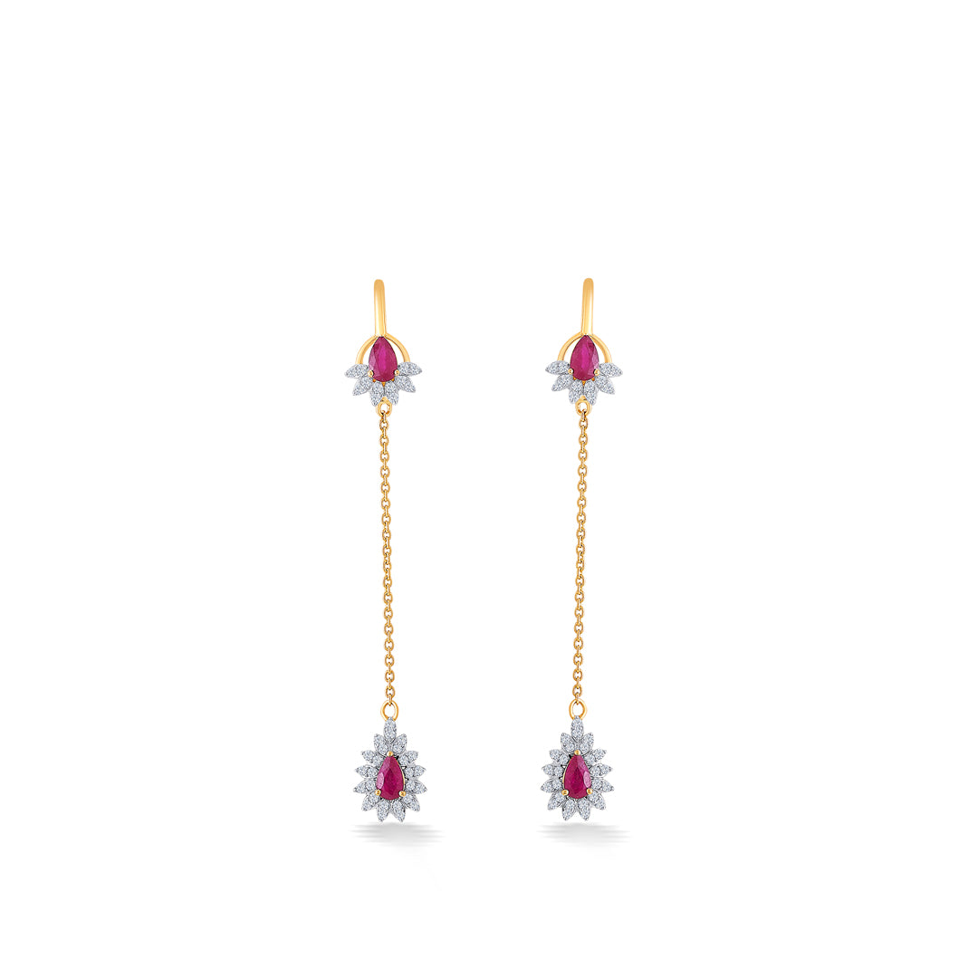 Opulent Yellow Gold & Diamond Drops & Dangler Earring