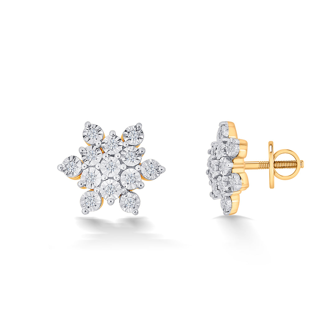 charming yellow gold & diamond stud earring for women