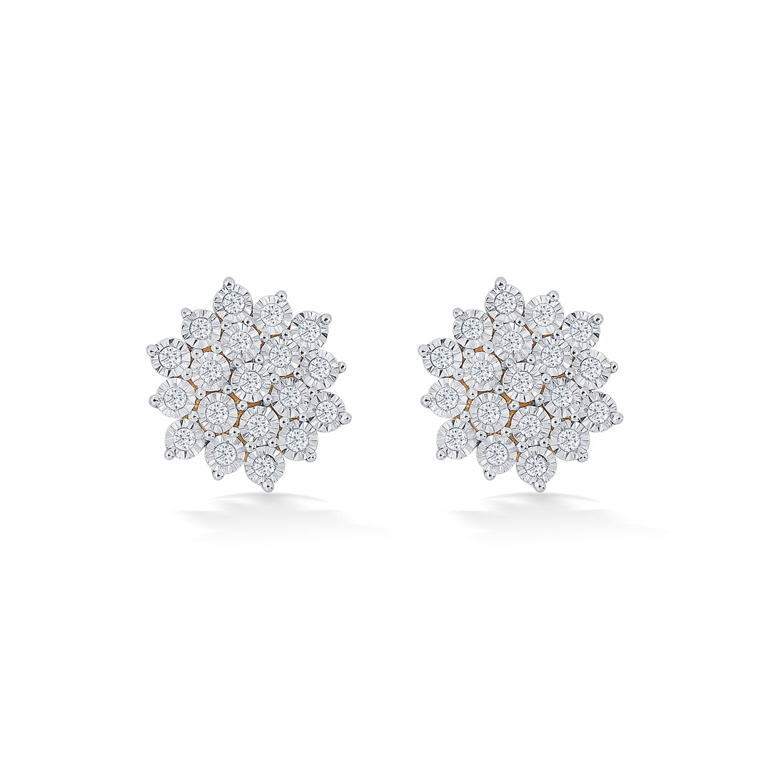 Petal Yellow Gold & Diamond Stud Earring For Women
